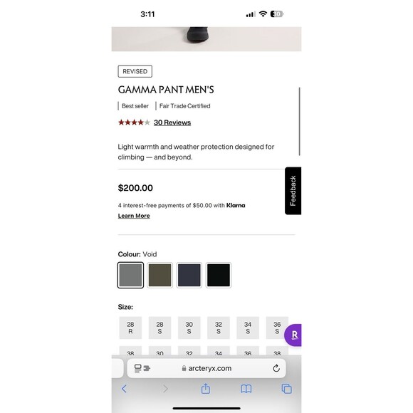 Arcteryx Men’s Gamma Teal Green Blue Lightweight Climbing Pant Size 36 Regular - Picture 12 of 12